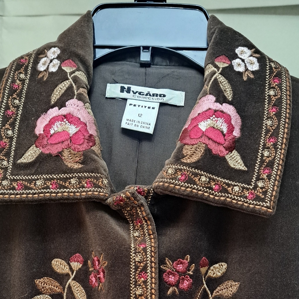 Vintage Chocolate Brown Embroidered Jacket